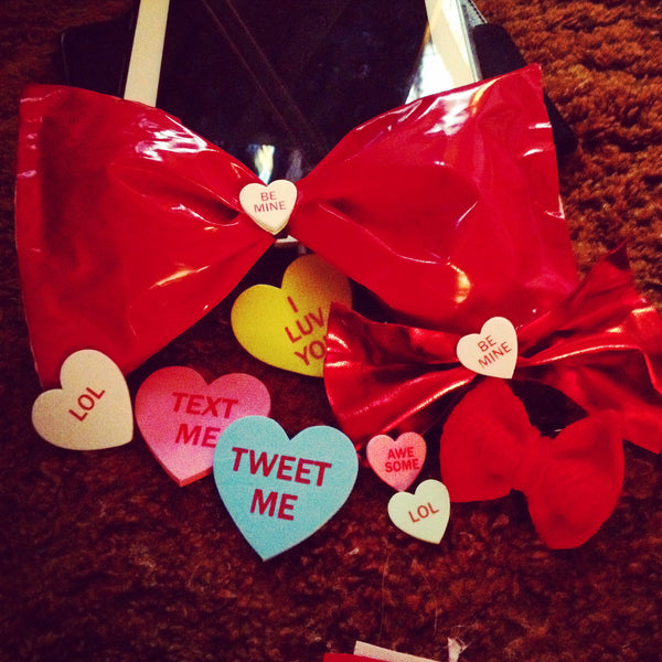 Candy Hearts Red Latex Hairbows