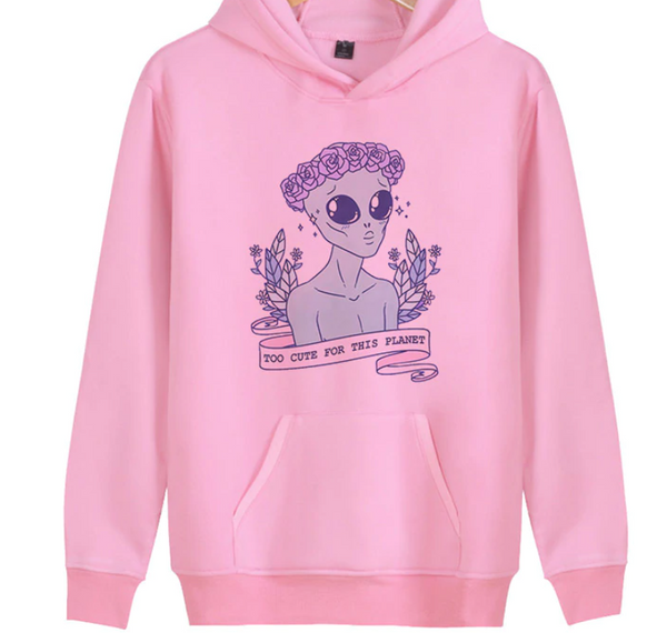 Kawaii Alien "Too Cute for this Planet" HOODIE