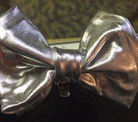 Silver Metallic hair Bow / Bow-tie