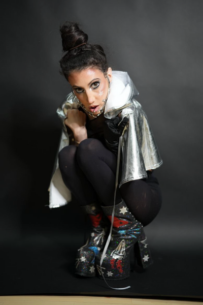 Metallic silver Space Cape