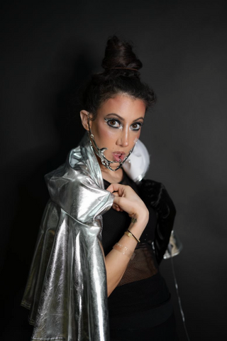 Metallic silver Space Cape