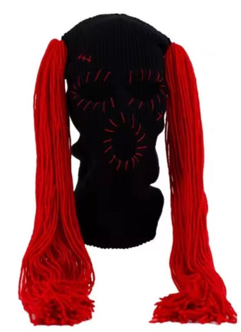 RED/BLACK Yarn Ski Mask