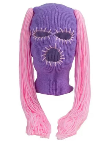 PINK/PURPLE Pigtail Ski Mask