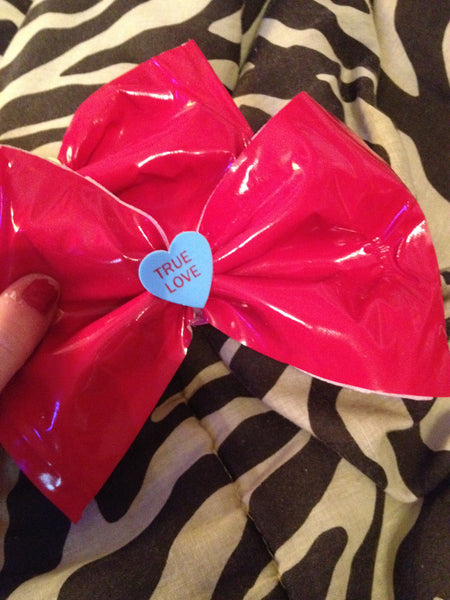 Candy Hearts Red Latex Hairbows