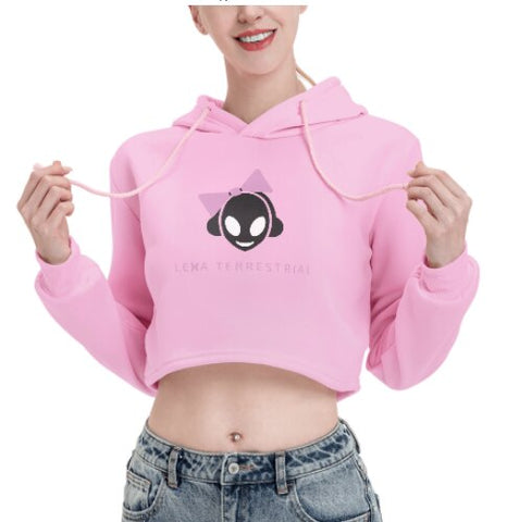Lexa Logo crop Hoodie (Pink Cat Ears)