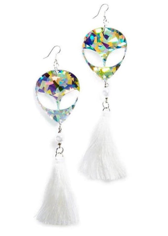 sequin pom-pom Alien earrings