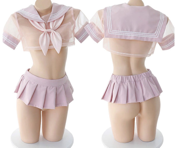 pastel pink Anime School Girl Lingerie