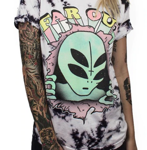 Black Tue Dye Alien "FAR OUT" Tee