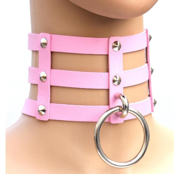 Pink & Red Faux Leather Necklaces
