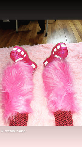 fuzzy pink raver leg warmers