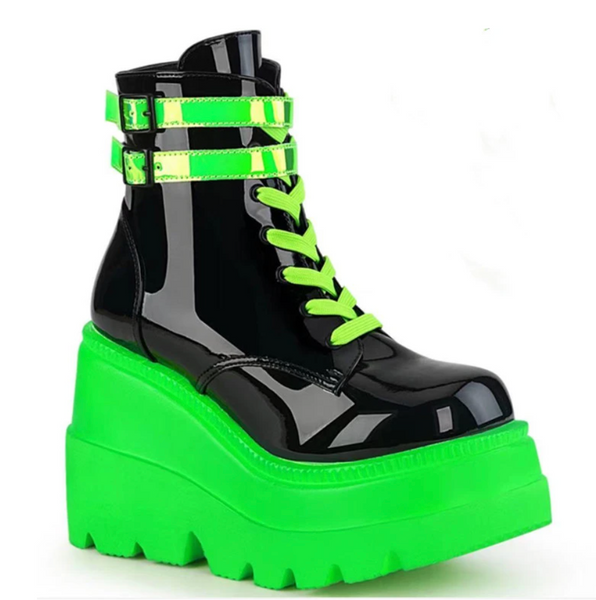 Neon Green Alien Platform Boots